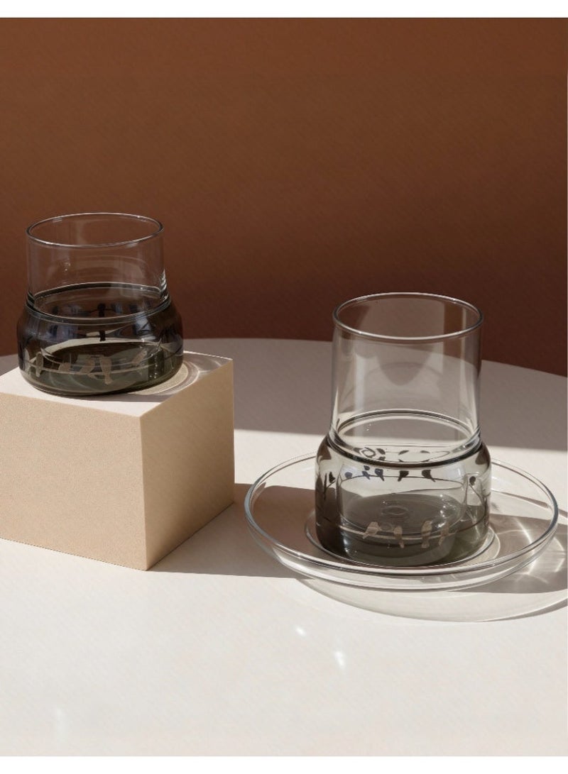 Raz طقم أكواب أفيارا للشاي والقهوة - أكواب زجاجية مزدوجة الجدار بنقشة طائر أنيقة - علبة هدايا فاخرة - Image 1